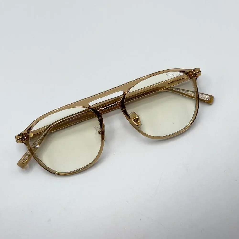 Tom Ford Eyeglasses Frame TF5982-B 045 Shiny Light Brown Pilot 52-20-145mm